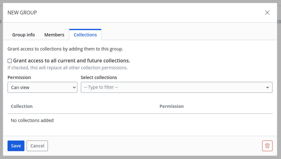 Figure 4 - Assigning Groups to a Collection