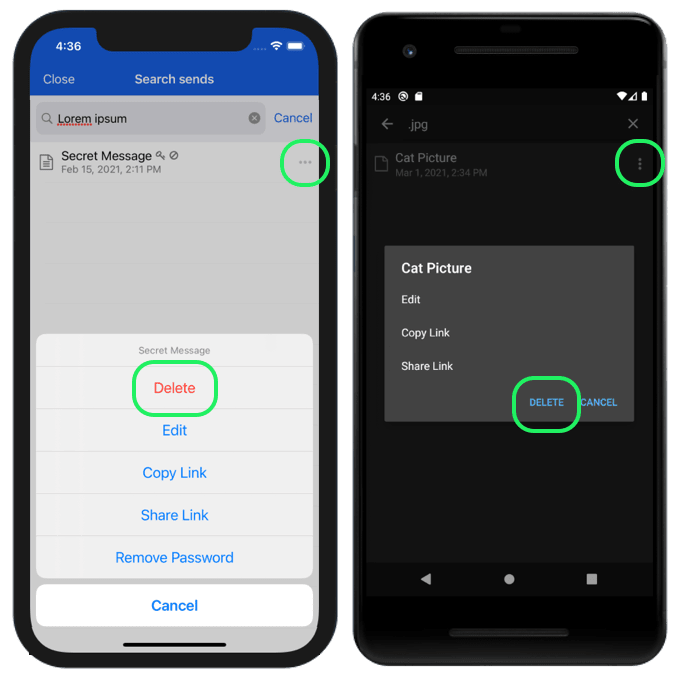 Verwijderen vanuit een mobiele app 