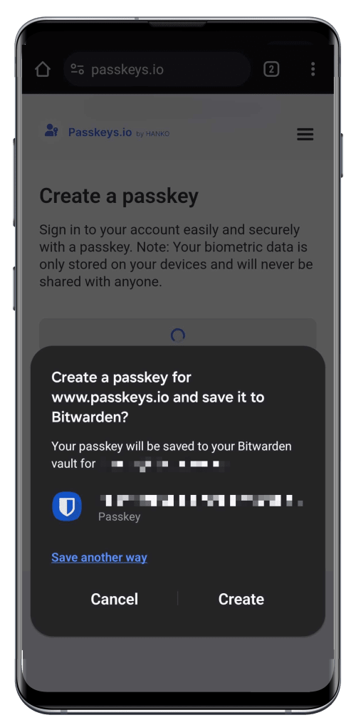 Create a passkey