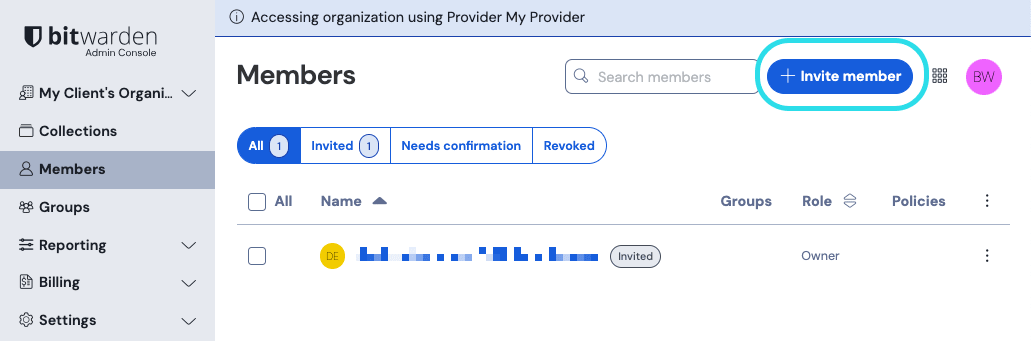 Invite members as a provider