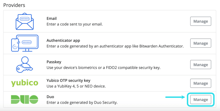 Select the Manage button