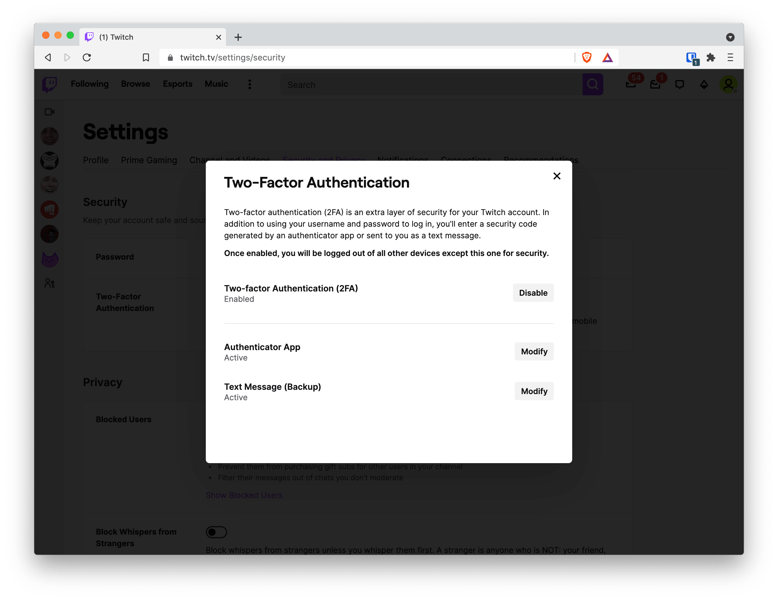 Authentication App Enabled and SMS as a Backup Notification