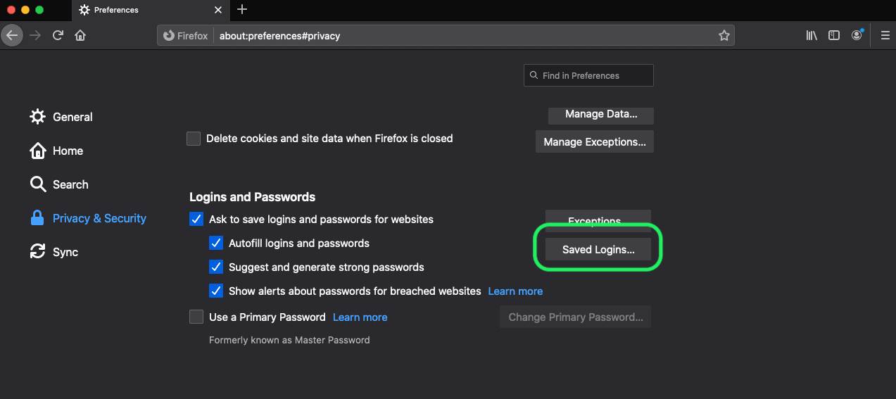 Firefox Saved Logins