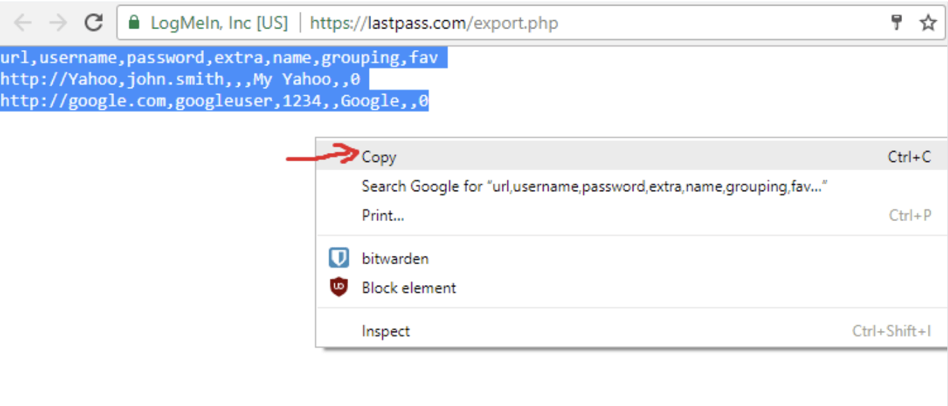 LastPass Export