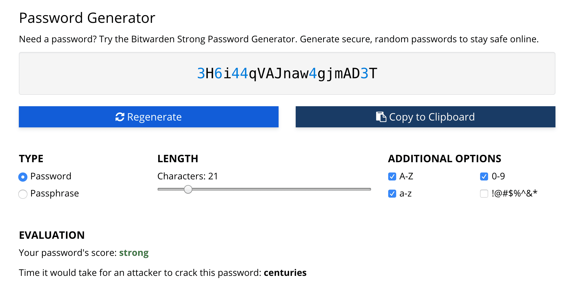 Bitwarden Password Generator