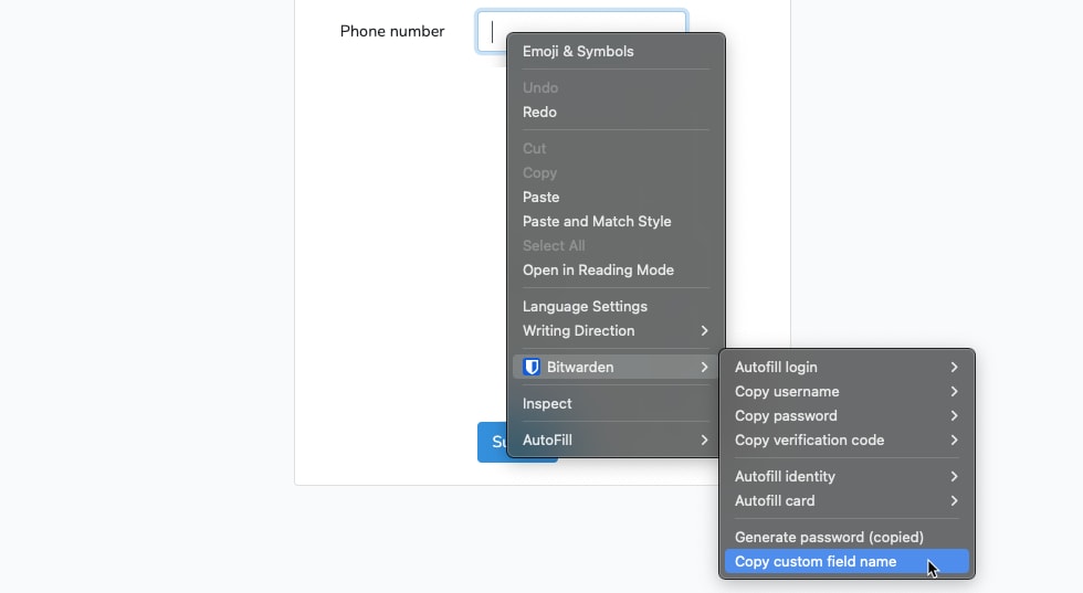 Copy custom field name