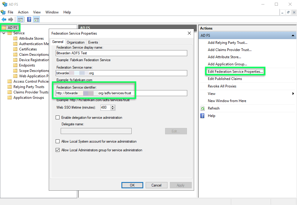 Erhalten Sie den Federation Service Identifier 