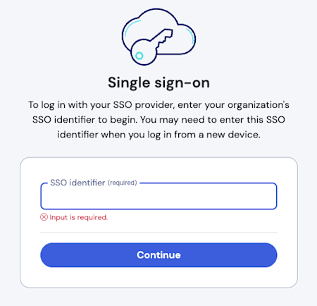 SSO identifier screen
