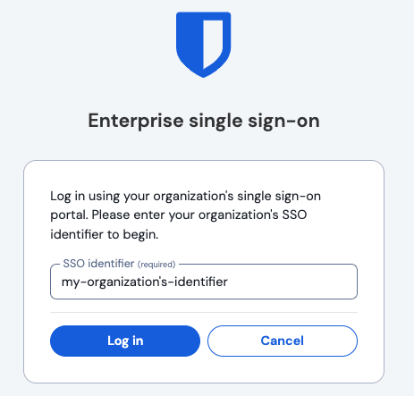 SSO identifier screen