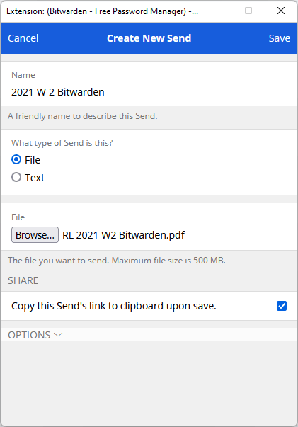 Name the Send and browse to the file you want to use. published   2 Send set up