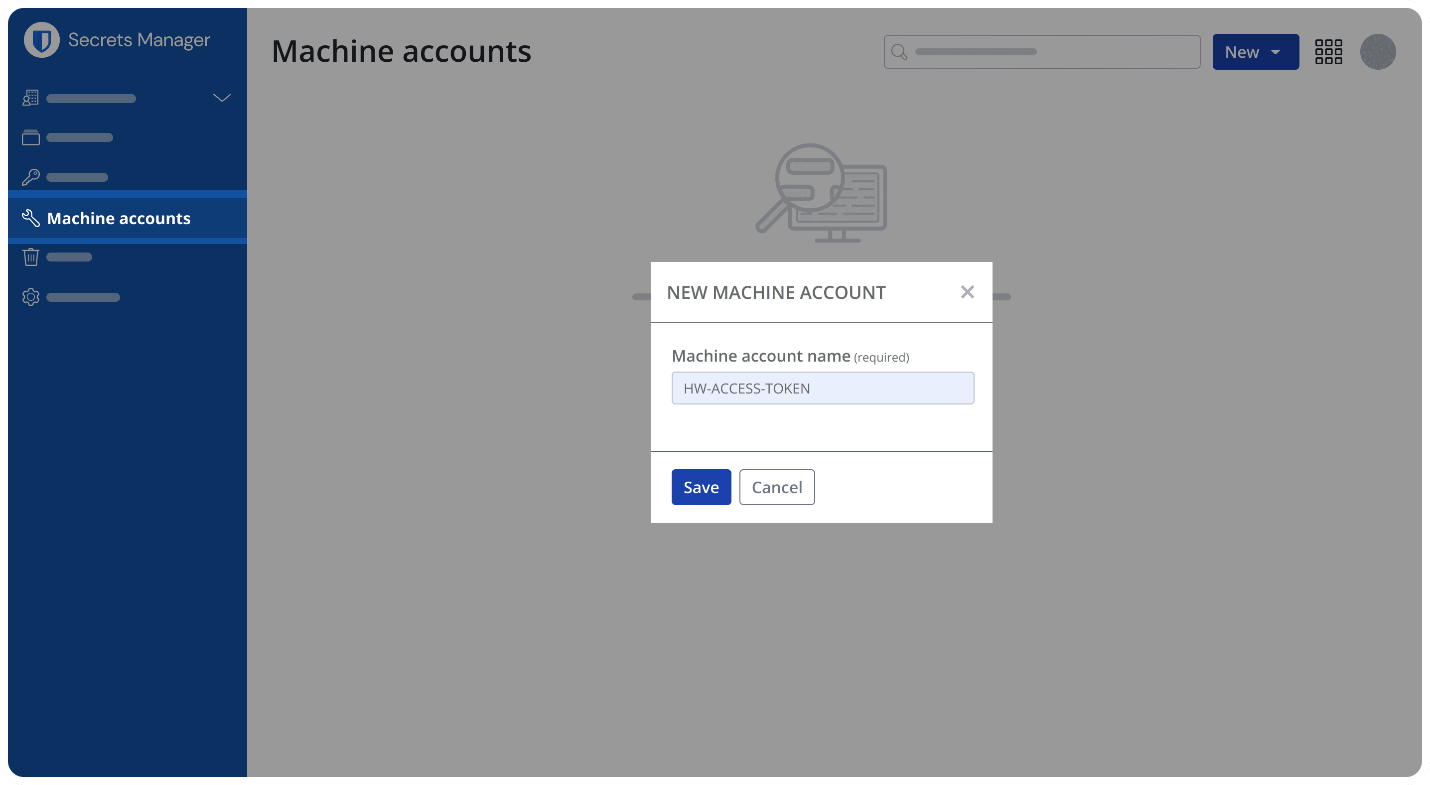 Create new machine account