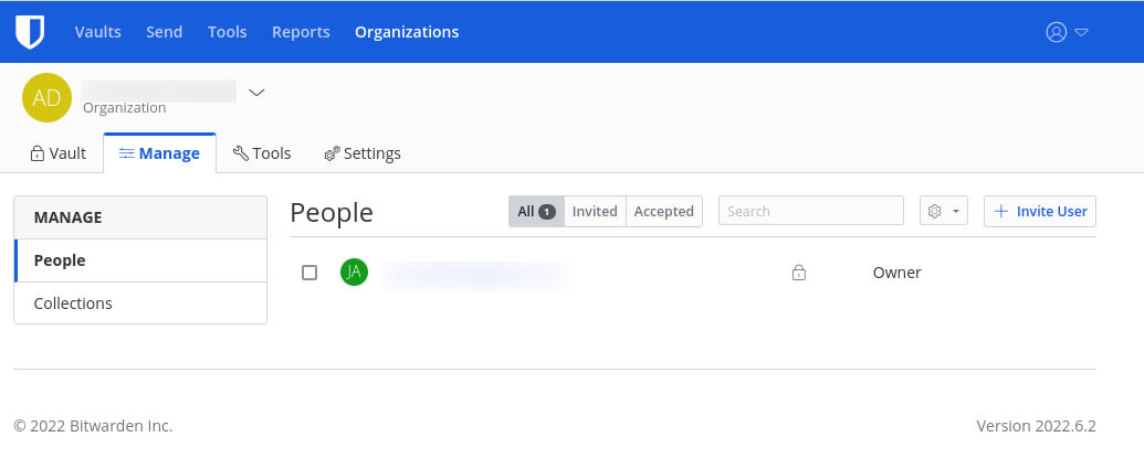 Figure 5: The People manager within Bitwarden - Figure 5