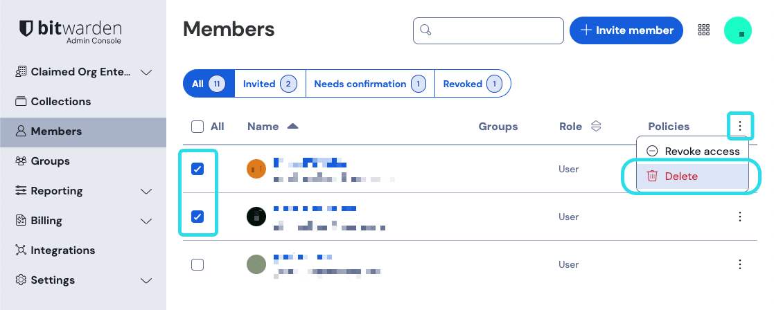 Delete claimed accounts