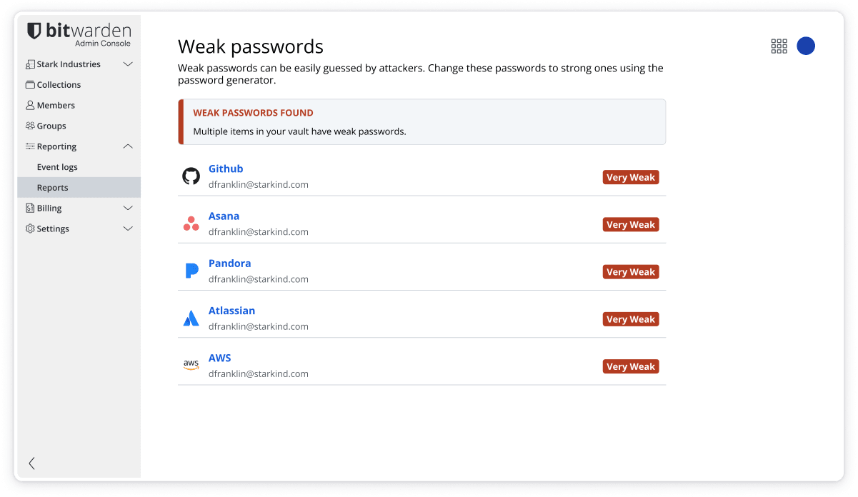 [GM] Product UI password strength report (business)