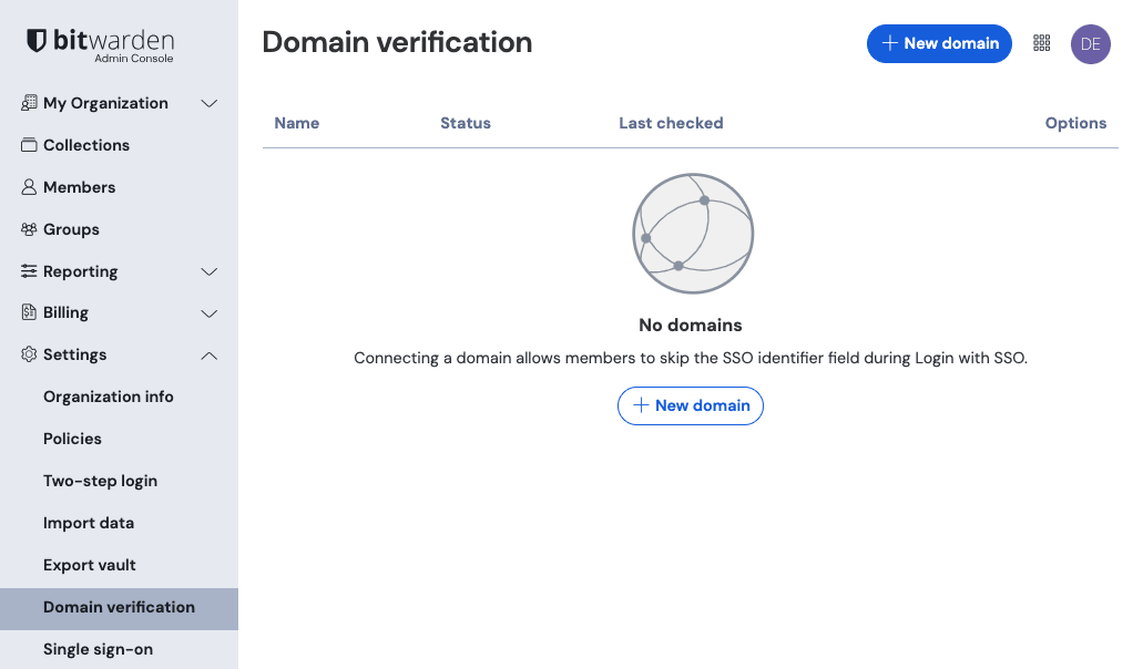 Domain verification