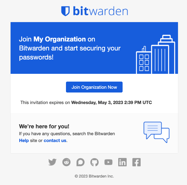 Bitwarden 招待