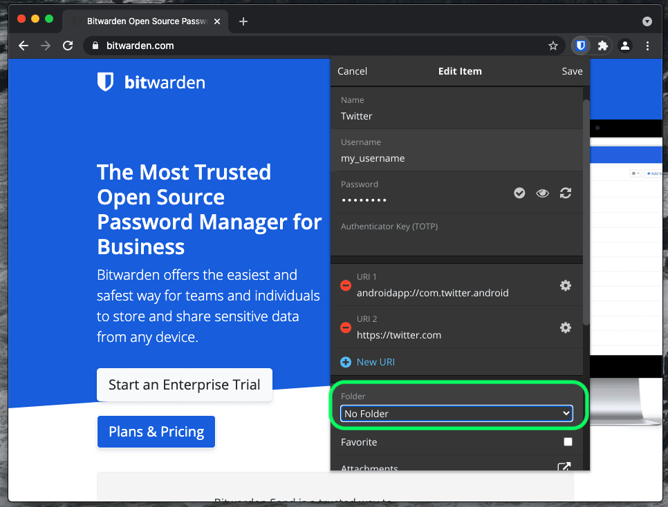 Move item to a folder