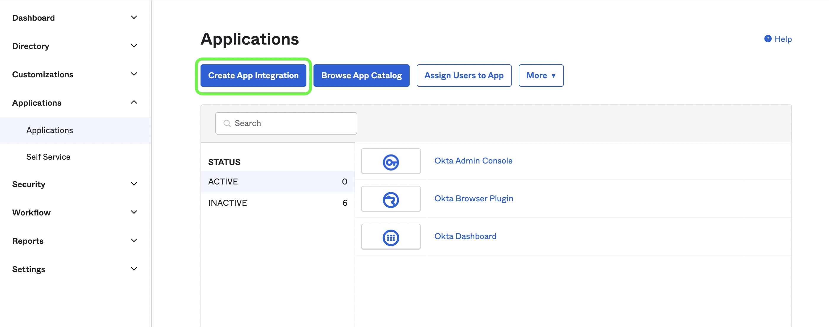 Okta create app integration