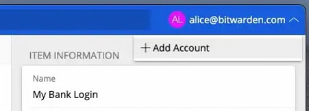 A new drop down for adding accounts - Desktop application account switching