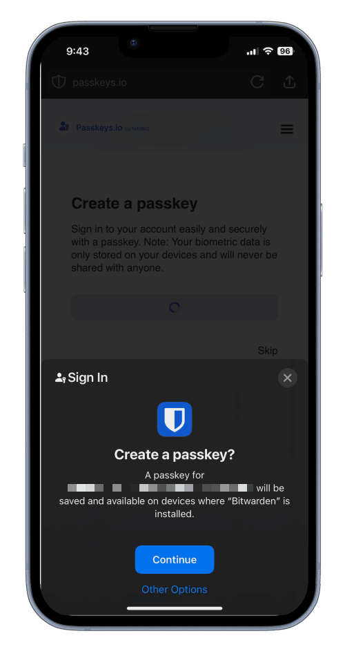 Create a passkey