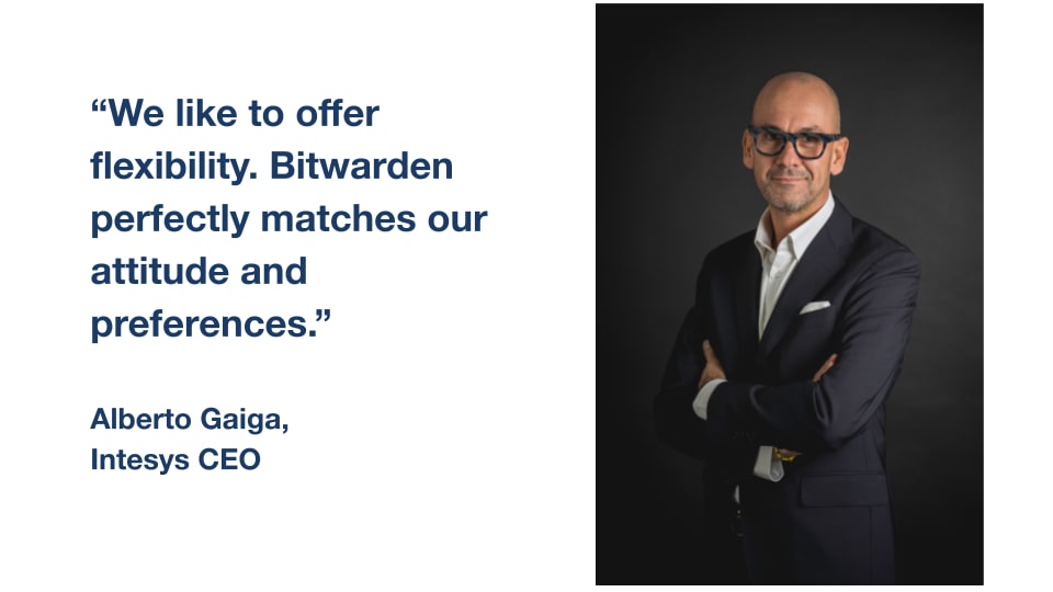 Intesys CEO Alberto Gaigo's Quote on Bitwarden