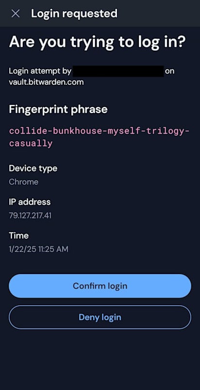 The notification in the Android mobile app
