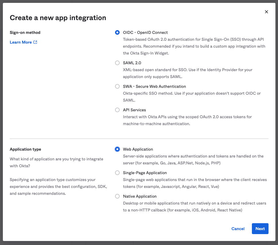 Create App Integration