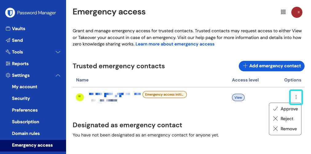 Approve or reject emergency access