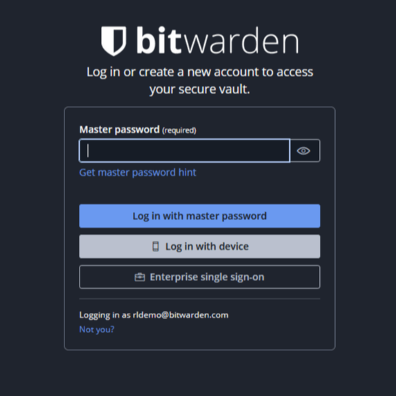 The Log in with device option in the web vault