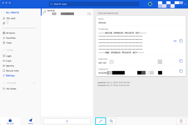 Edit desktop SSH item