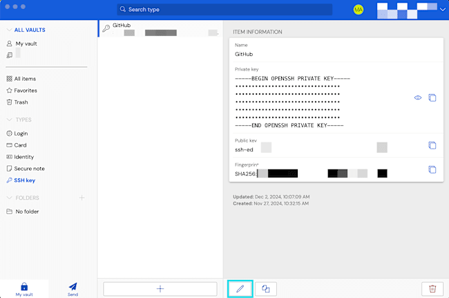 Edit desktop SSH item
