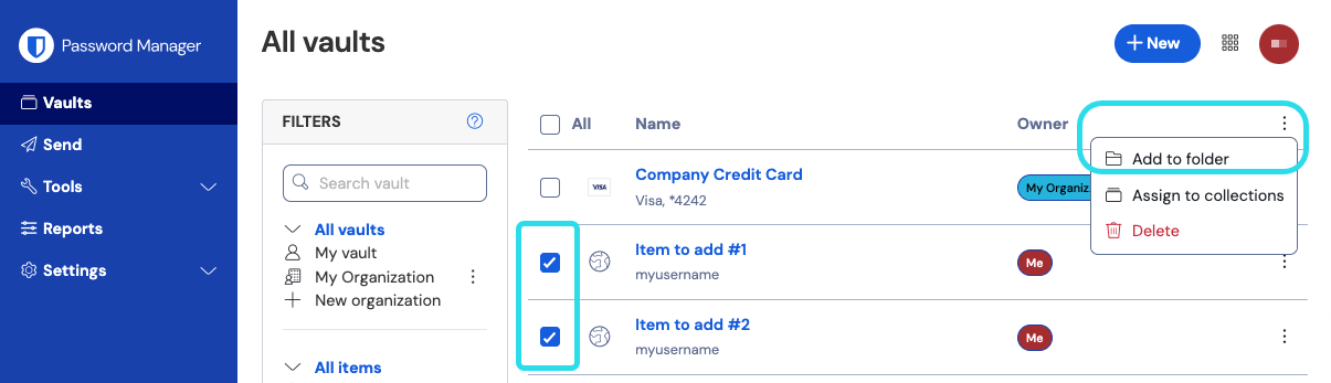 Move items to a folder