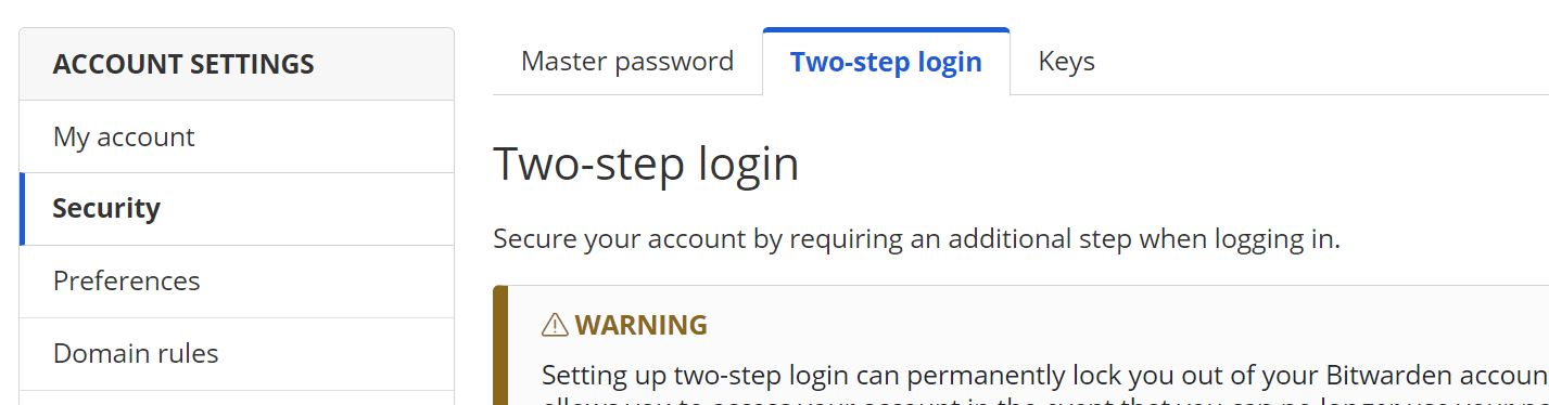 Security > two-step login