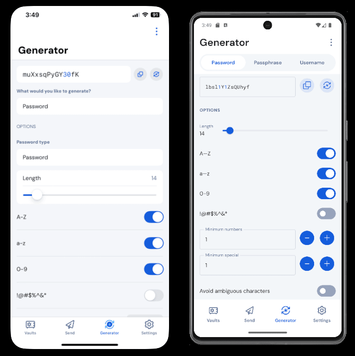 Password generator on mobile
