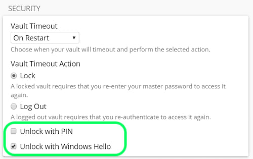 Windows unlock options