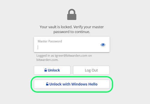 Unlock with Windows Hello 