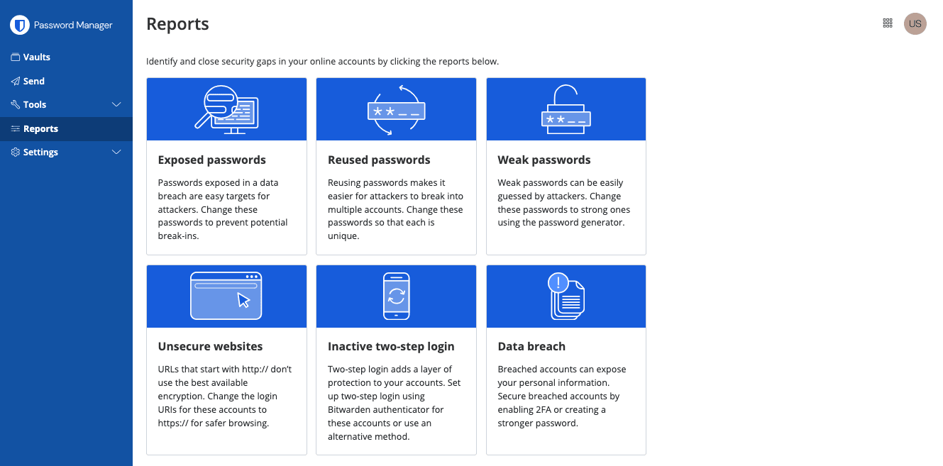 Reports page