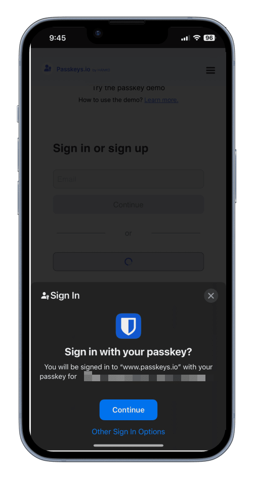 Sign in with passkey