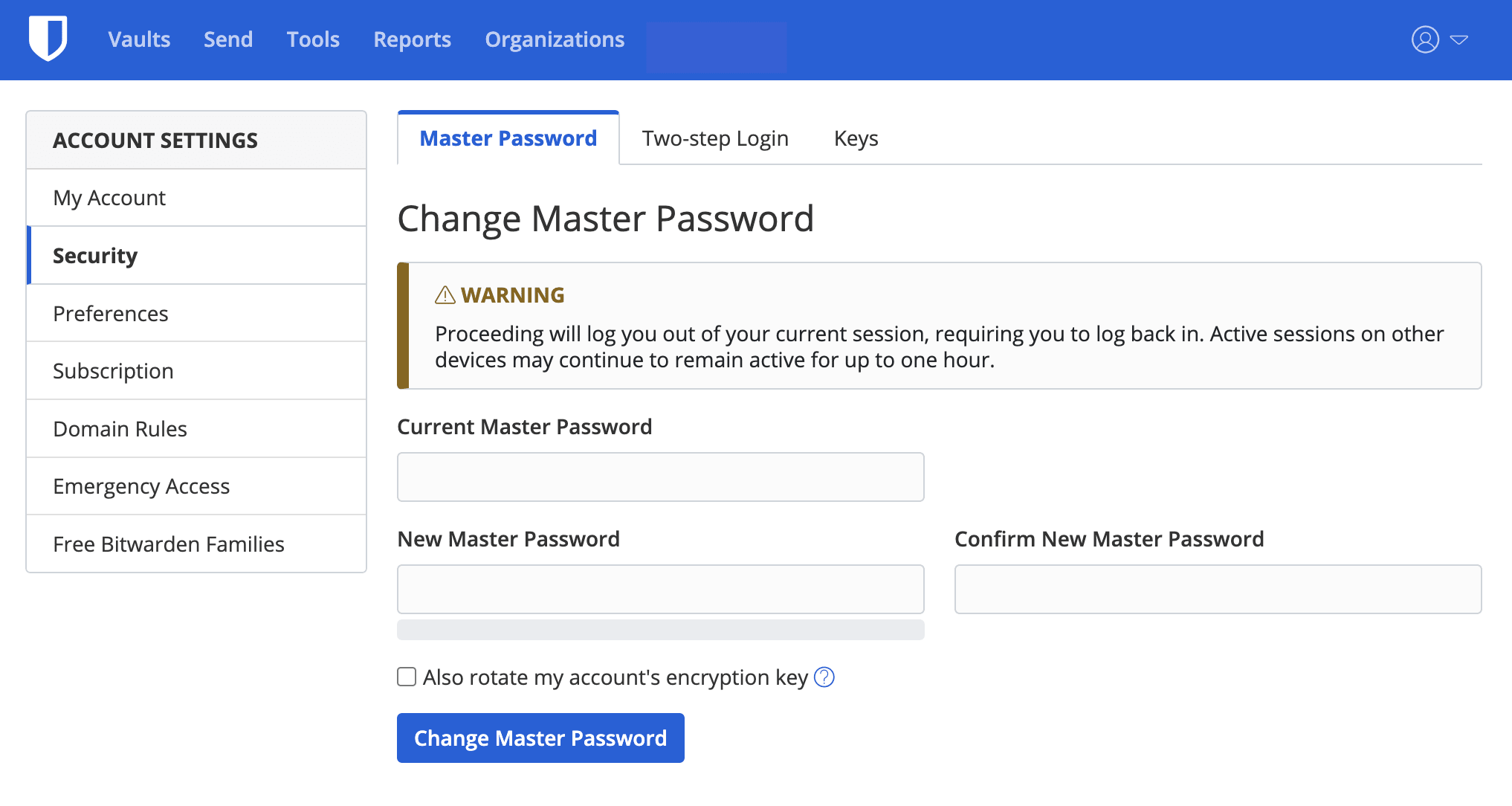 New Security Pages - Screenshot of the new Security page in account settings