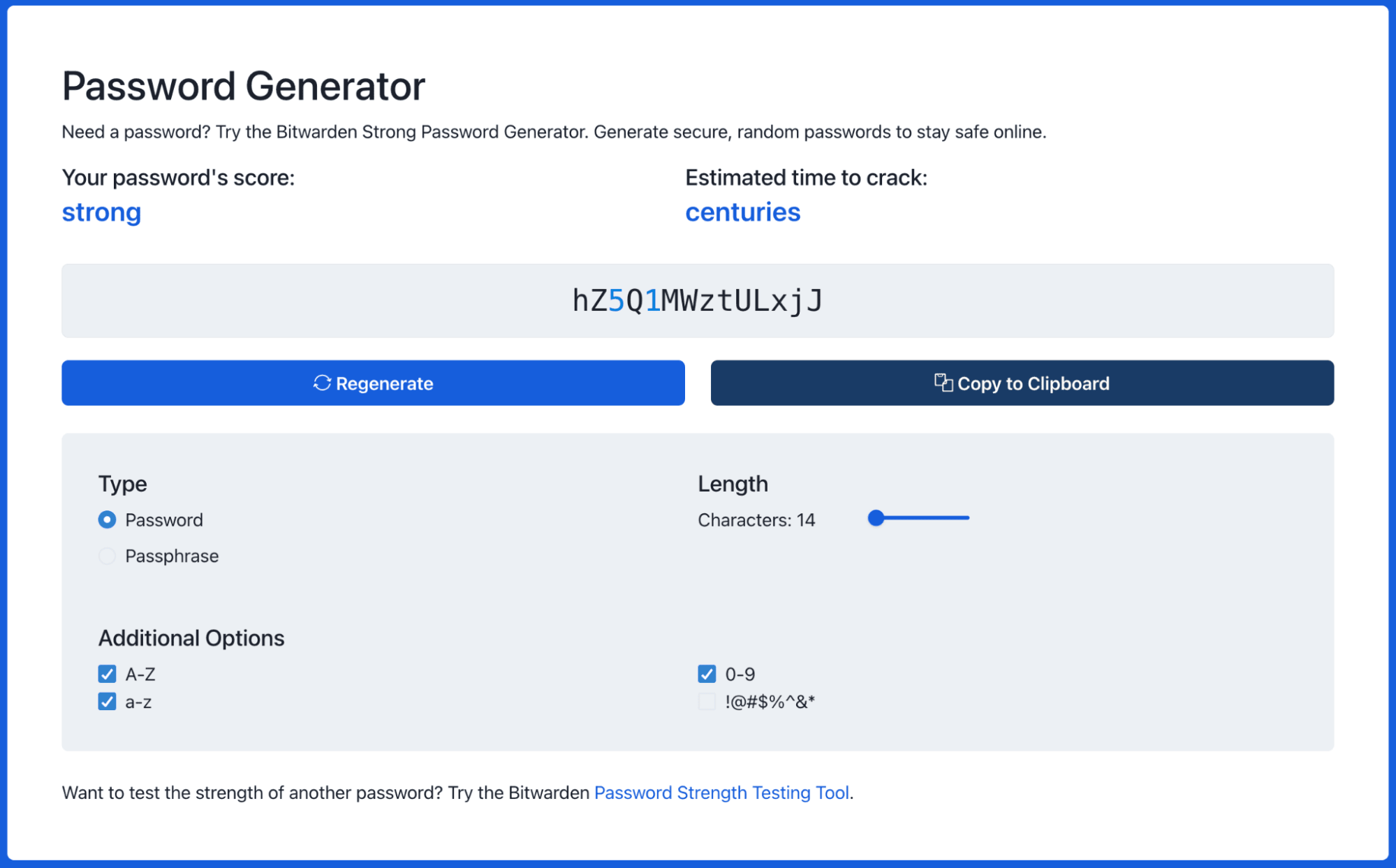 Bitwarden Password Generator