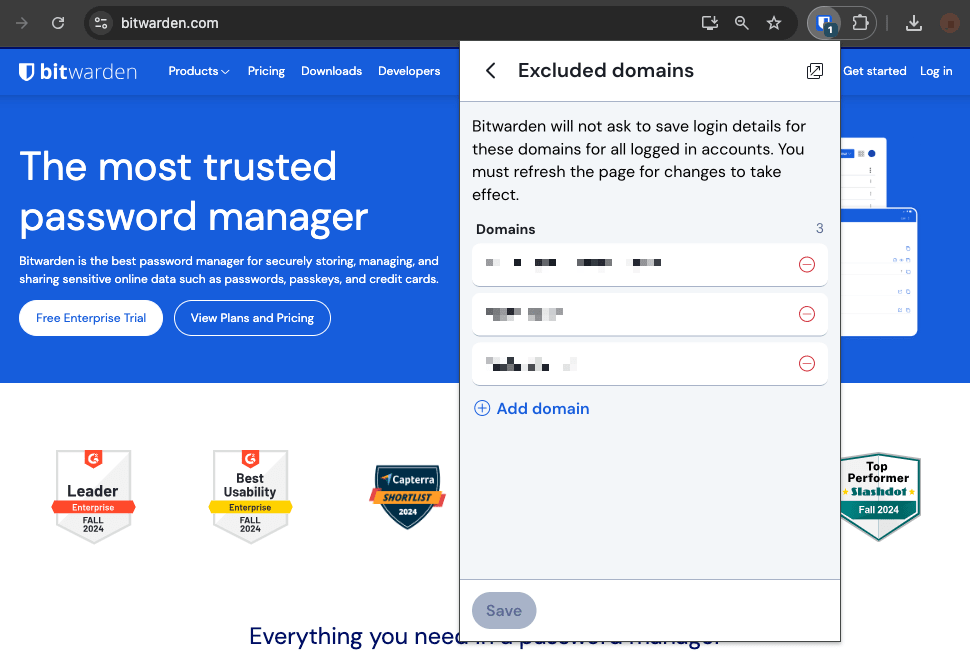 Excluded Domains Configuration
