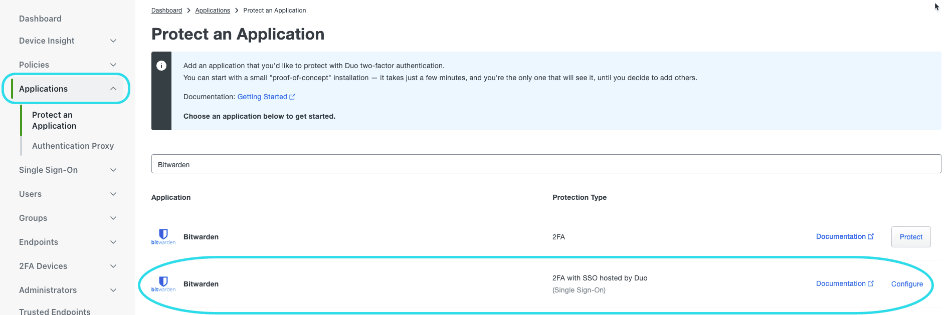 Aplicación Duo Bitwarden