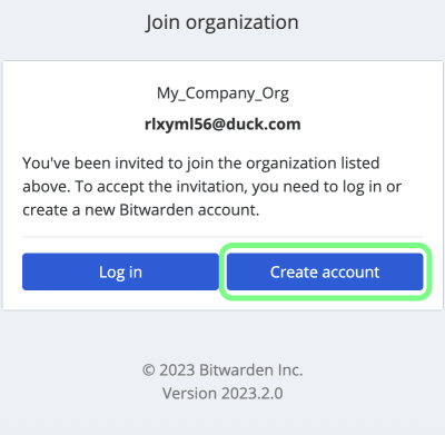 Create account from Org invite