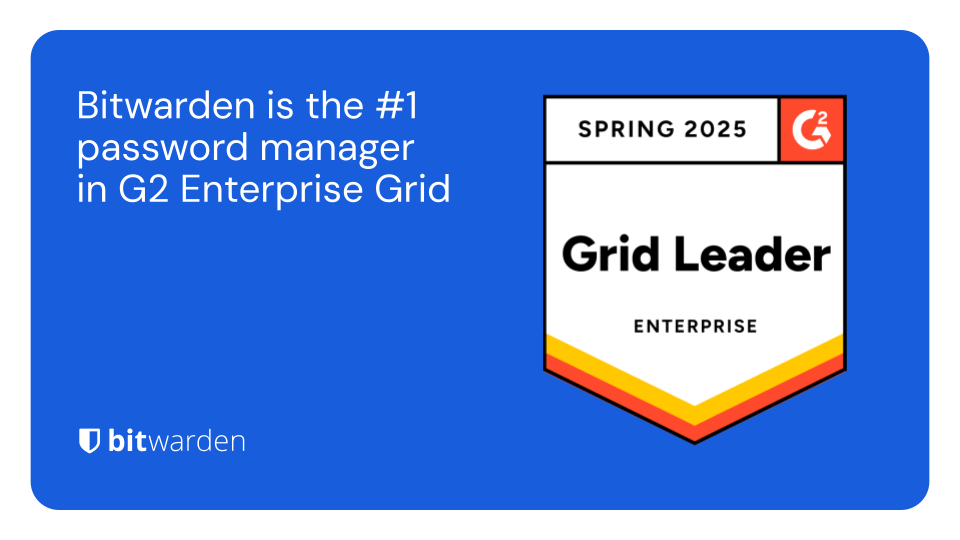 Bitwarden is the #1 password manager in G2 Enterprise Grid | Bitwarden