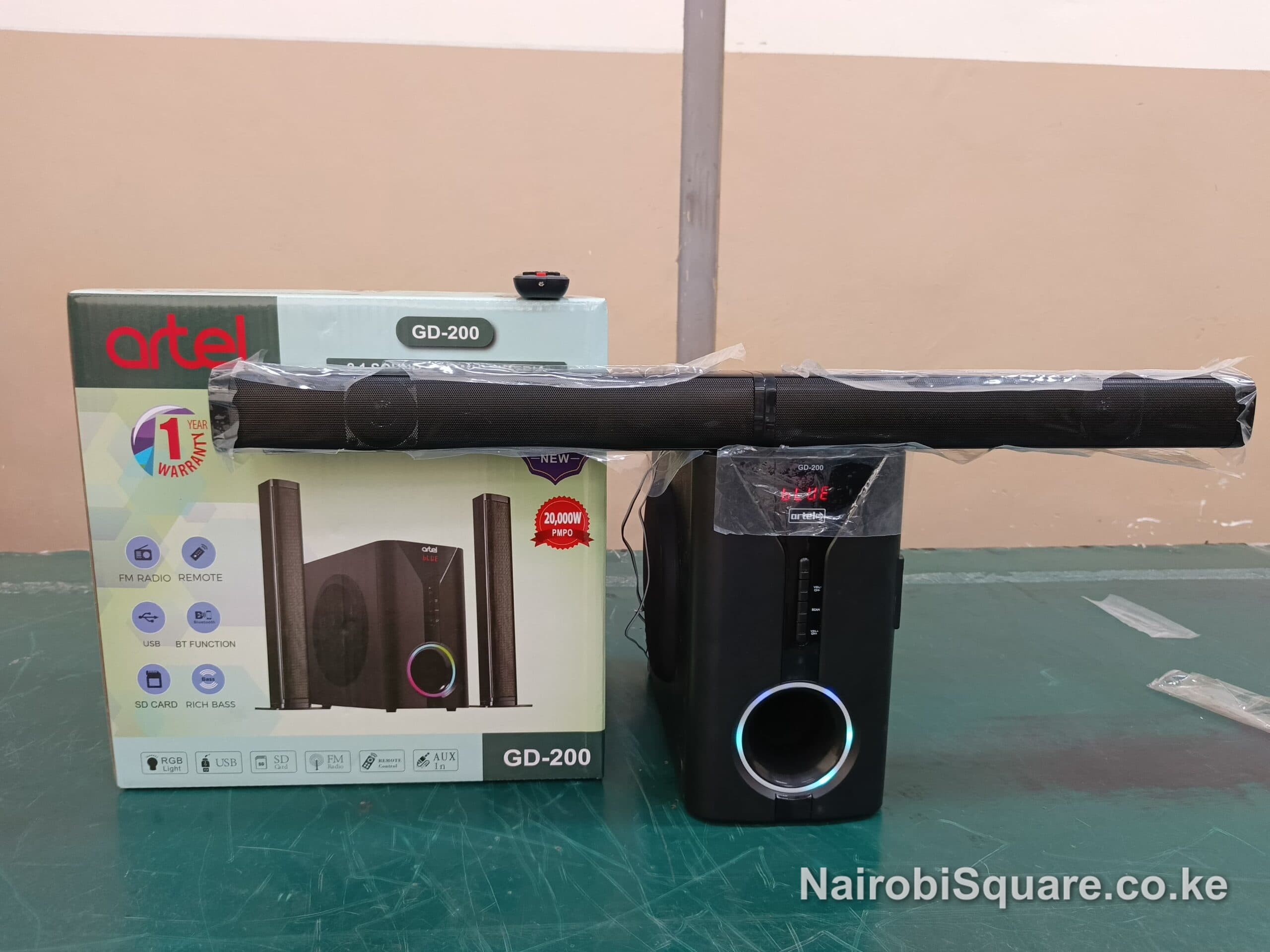 Artel GD-200 Bluetooth Sound System with Subwoofer, USB, FM Radio, RGB Light & Rich Bass