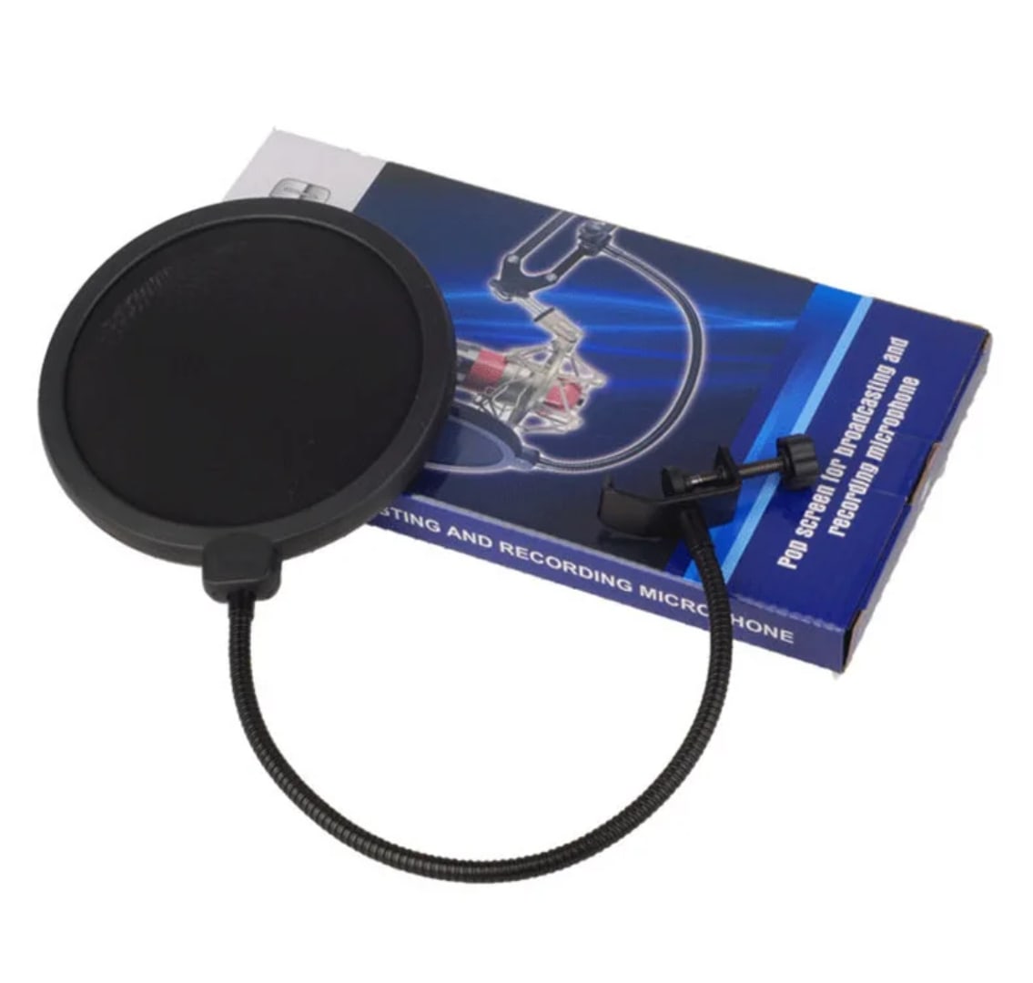 Professional Dual Layer Microphone Pop Filter with Flexible Gooseneck