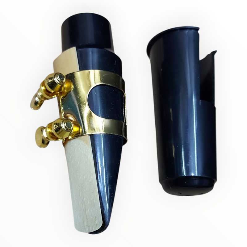 Premium Alto Saxophone Mouthpiece Kit with Gold Ligature and Cap