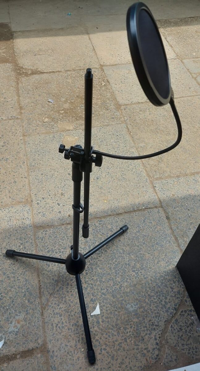 Professional Tripod Microphone Stand with Adjustable Pop Filter | Studio Recording Gear