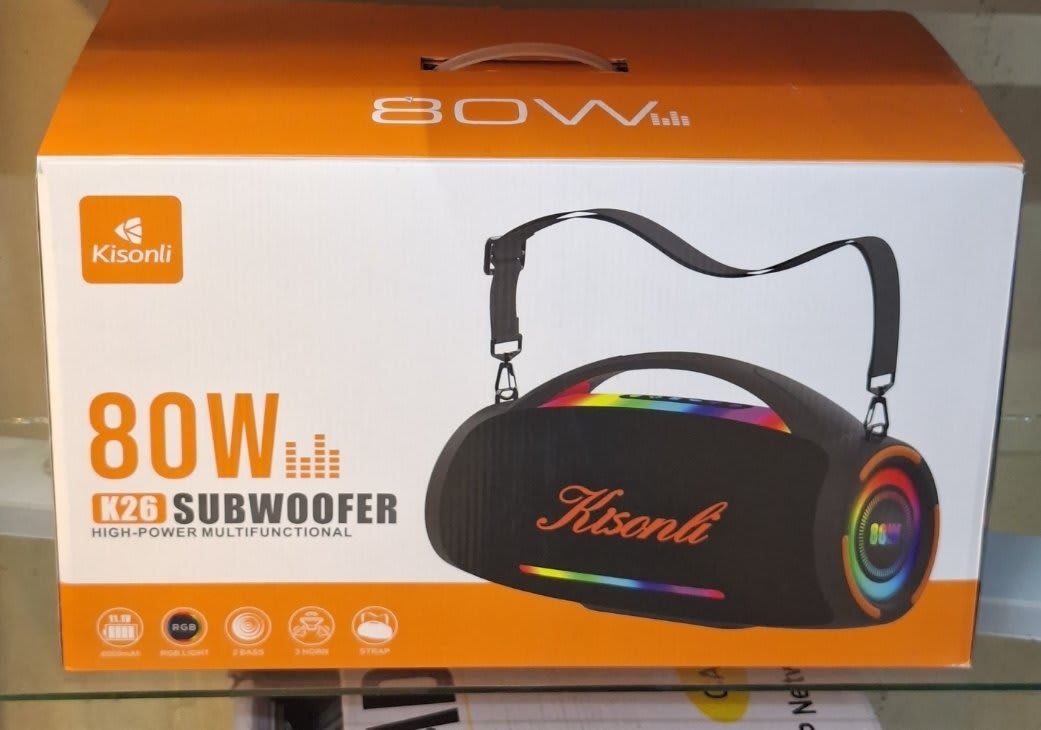 Kisonli K26 Portable 80W Subwoofer: High-Power Bluetooth Speaker