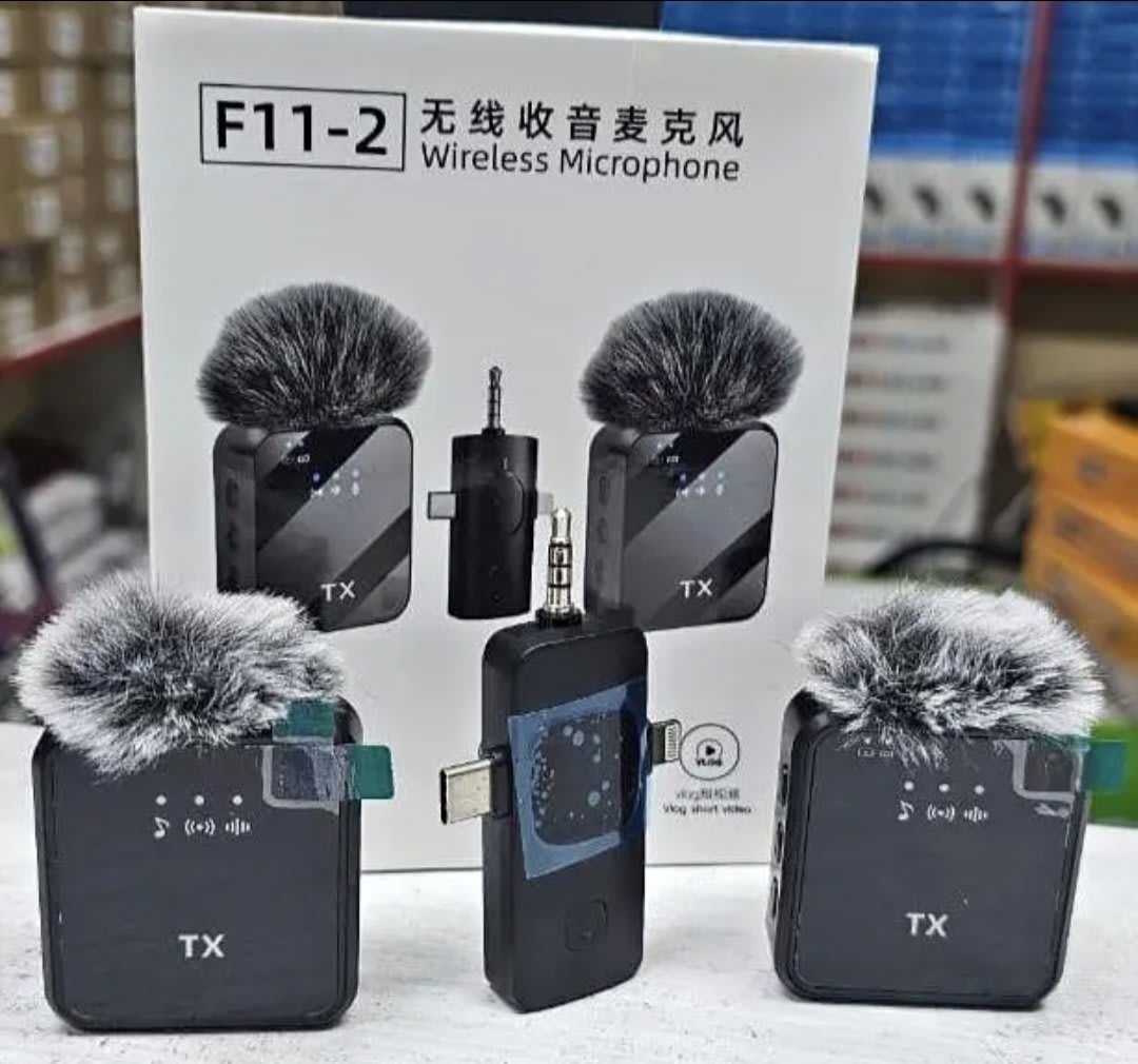 Dual Wireless Lavalier Microphone for Phone & Camera | F11-2